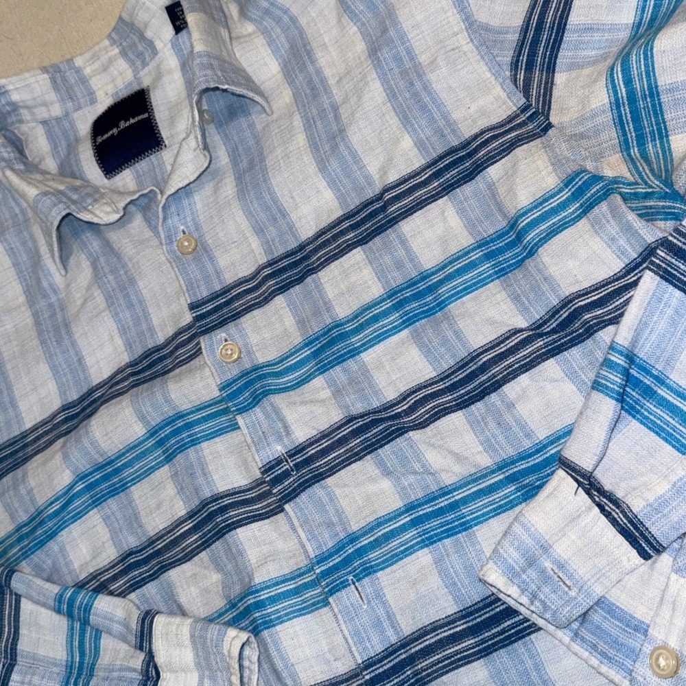 Tommy Bahama Mens Striped Linen Blend L/S Coastal Resort Wear